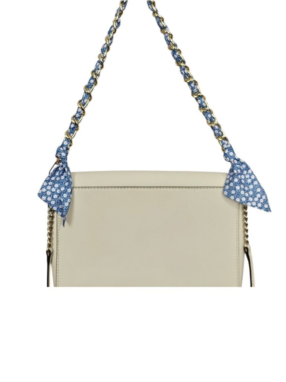 Floral Print Scarf Wrapped Replacement Handle Strap Bag Chain Blue White New